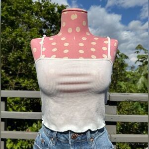 Forever 21 White Ribbed Crop Camisole